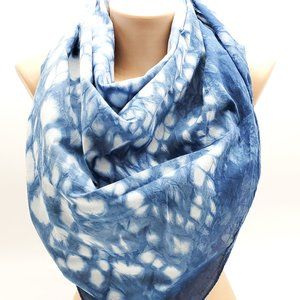Indigo "Dragon Scales" Honeycomb Shibori Scarf
